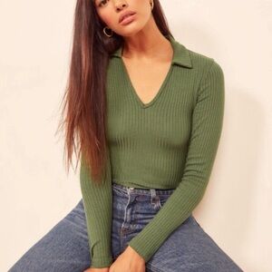 Reformation Frisco knit polo long sleeve